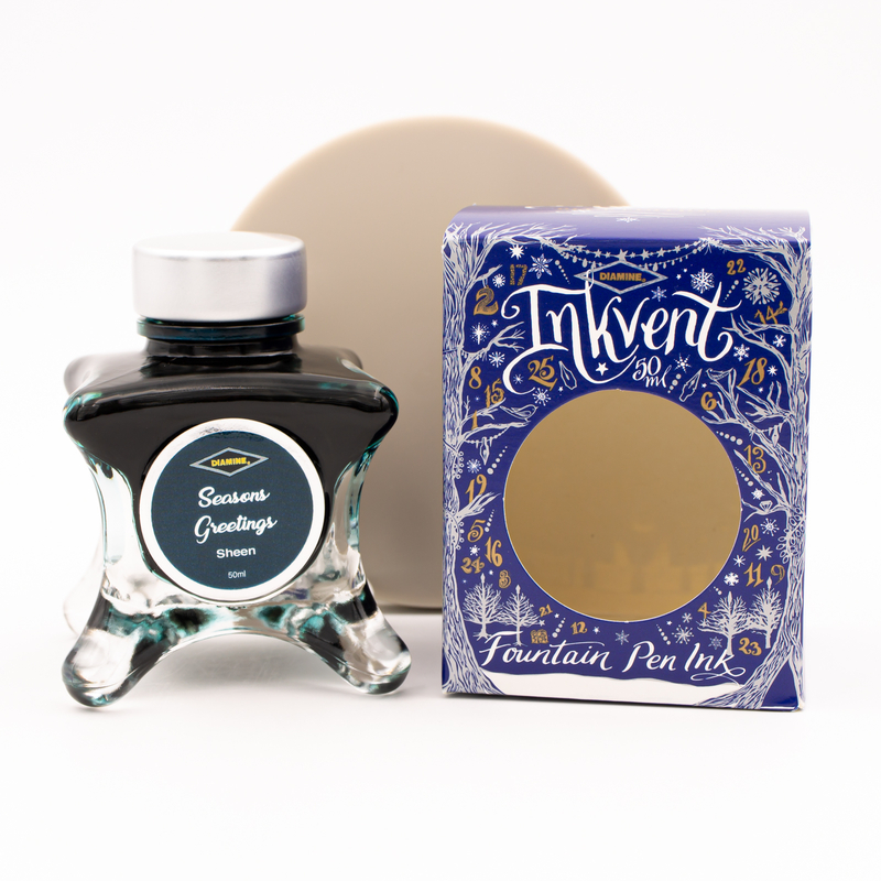 Diamine Inkvent Seasons Greetings Ink Bottle 50 ml Blue Edition Sheen