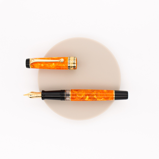 Aurora Optima Auroloide Penna Stilografica Arancione & Oro