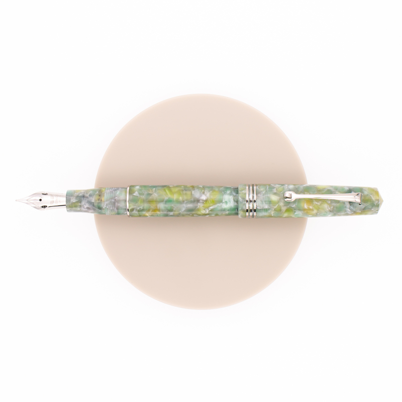 Leonardo Officina Italiana Momento Zero Fountain Pen Jade & Rhodium 14 KT