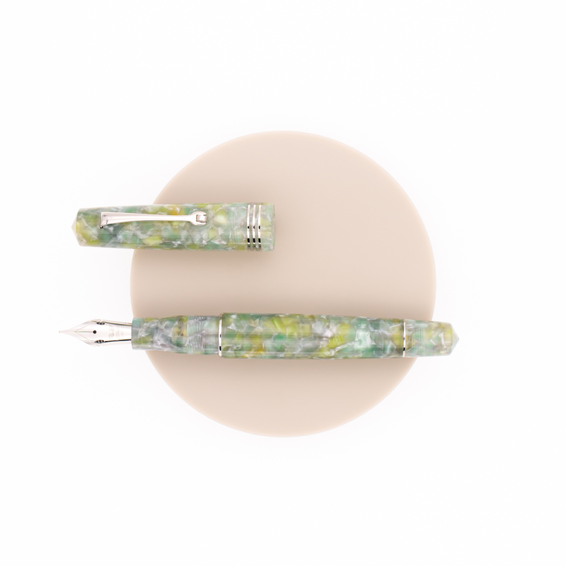 Leonardo Officina Italiana Momento Zero Penna Stilografica Giada & Rodio 14 KT