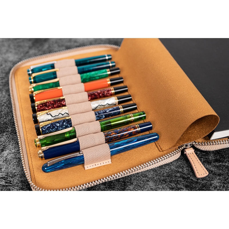 Galen Leather Portapenne in Pelle 10 Posti con Notebook A5 Undyed Leather