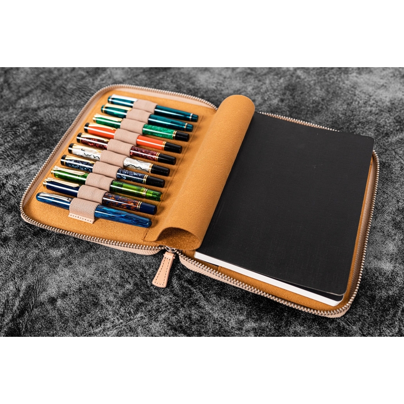 Galen Leather Portapenne in Pelle 10 Posti con Notebook A5 Undyed Leather