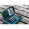 Galen Leather Portapenne in Pelle con Zip 3 Posti Crazy Horse Forest Green