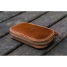 Galen Leather Zippered 3 Slots Pen Case Brown