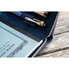 Galen Leather Portapenne in Pelle 5 Posti con Notebook A6 Crazy Horse Navy Blue
