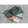 Galen Leather Slip-N-Zip 4 Slots Zippered Pen Pouch Crazy Horse Forest Green
