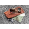 Galen Leather Slip-N-Zip 4 Slots Zippered Pen Pouch Crazy Horse Tan
