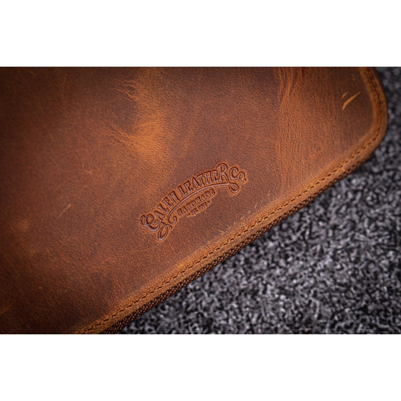Galen Leather Portapenne in Pelle 10 Posti con Notebook A5 Crazy Horse Brown