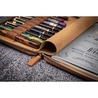 Galen Leather Zippered 10 Slots Pen Case with A5 Notebook Crazy Horse Brown