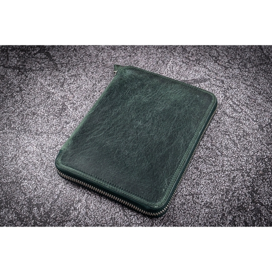 Galen Leather Zippered 20 Slots Pen Case Crazy Horse Forest Green
