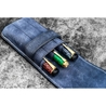 Galen Leather Flap Pen Case for 3 Pens Crazy Horse Navy Blue
