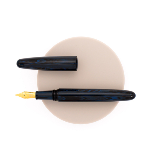 Wancher Dream Pen True Ebonite Fountain Pen Marble Blue & Gold