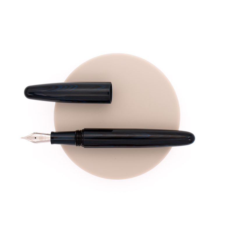 Wancher Dream Pen True Ebonite Fountain Pen Marble Blue & Rhodium