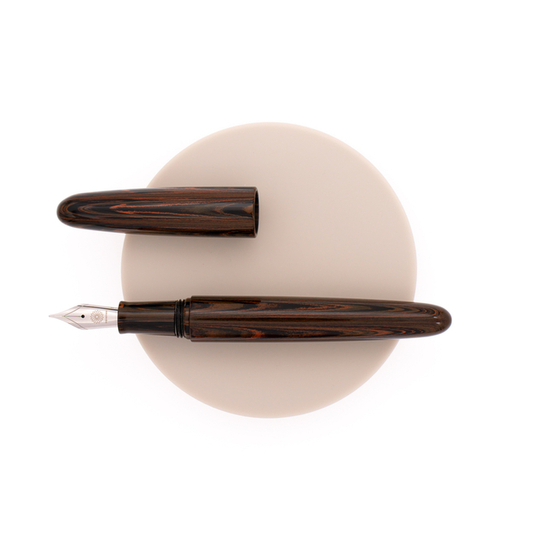 Wancher Dream Pen True Ebonite Penna Stilografica Marble Brown & Rodio