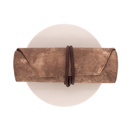 Kyoku Haku Pen Roll for 6 Pens Suede Brown