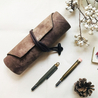 Kyoku Haku Pen Roll for 6 Pens Suede Brown