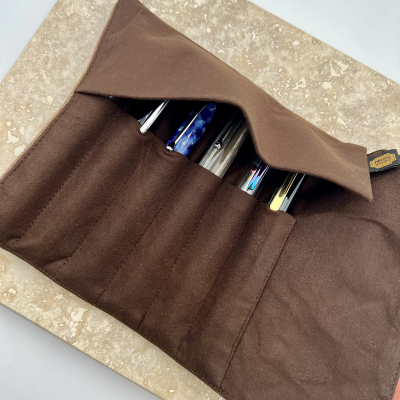 Kyoku Haku Pen Roll for 6 Pens Indigo River