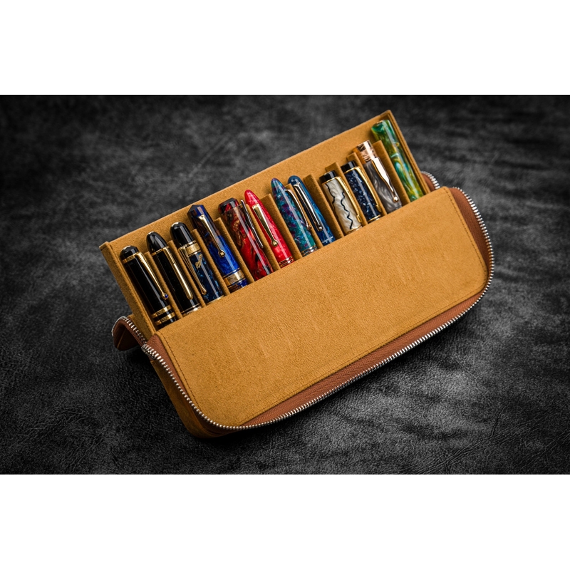 Galen Leather Galen Leather Magnum Opus 12 Slots Pen Case Crazy Horse Brown