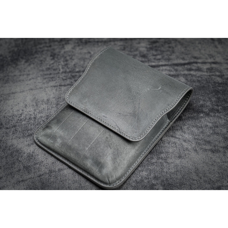 Galen Leather Galen Leather Flap Pen Case for 5 Pens Crazy Horse Smoky Grey