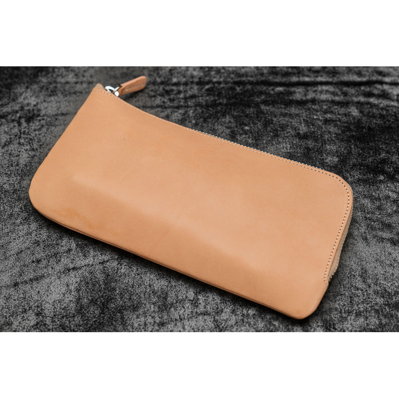 Galen Leather Galen Leather Slip-N-Zip 4 Slots Zippered Pen Pouch Undyed