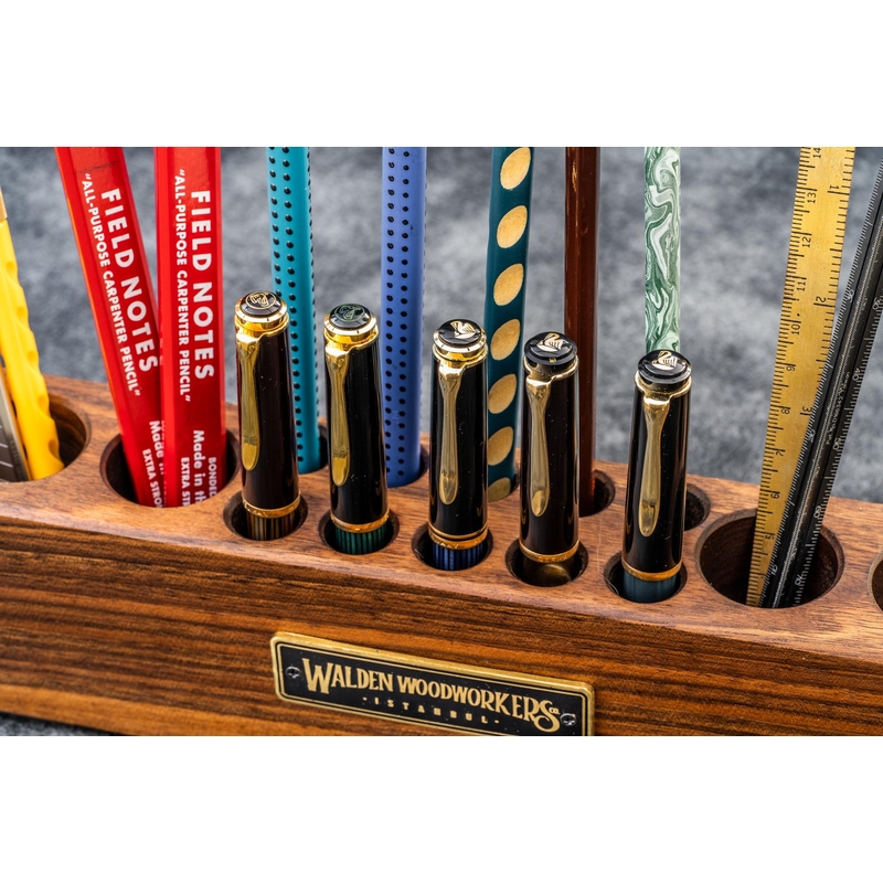 Galen Leather Galen Leather Wood Desk Organizer Pen and Tool Holder Walnut