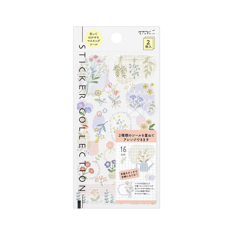 Midori Midori Sticker Two Sheets Adesivi Decorativi Flower