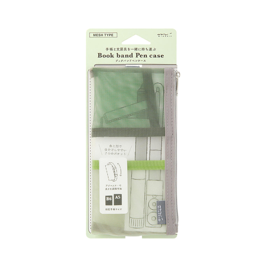 Midori Portapenne con Banda Elastica Mesh Green
