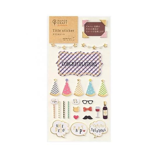 Midori Paper Craft Museum Title Sticker Congratulations