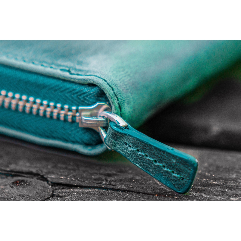 Galen Leather Galen Leather Zippered 5 Slots Pen Case with A6 Notebook Crazy Horse Forest Green