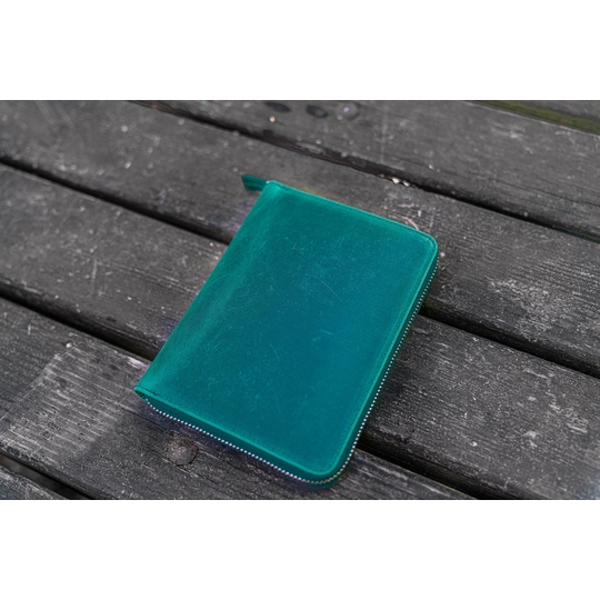 Galen Leather Portapenne in Pelle 5 Posti con Notebook A6 Crazy Horse Forest Green