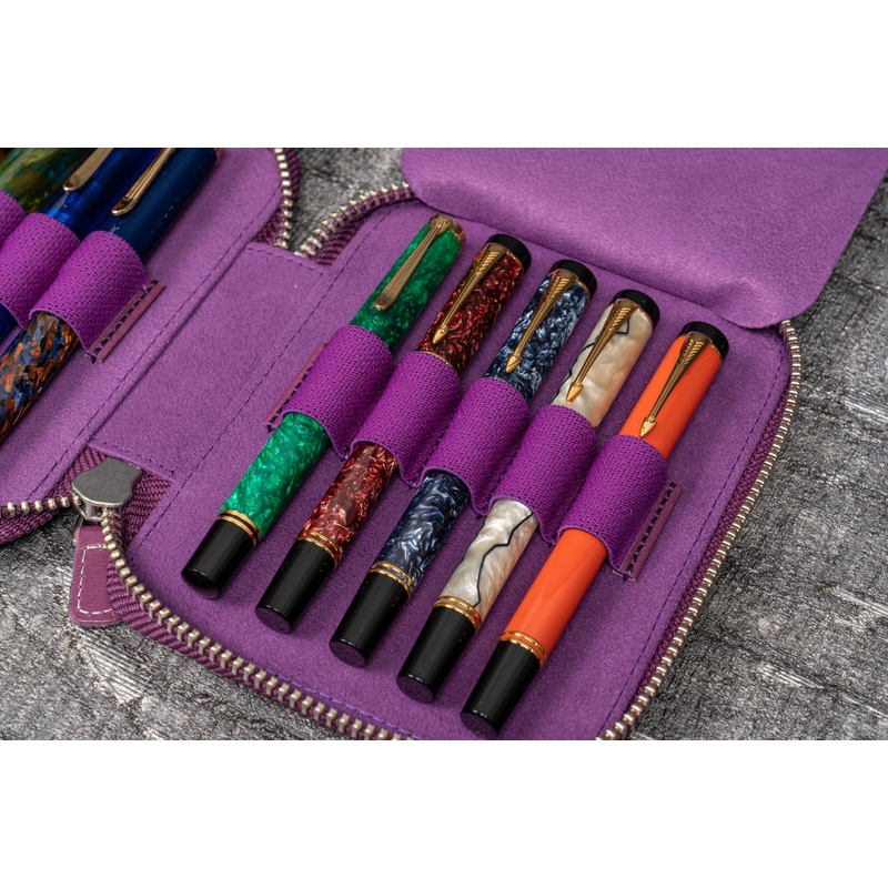Galen Leather Galen Leather Zippered 10 Slots Pen Case Purple
