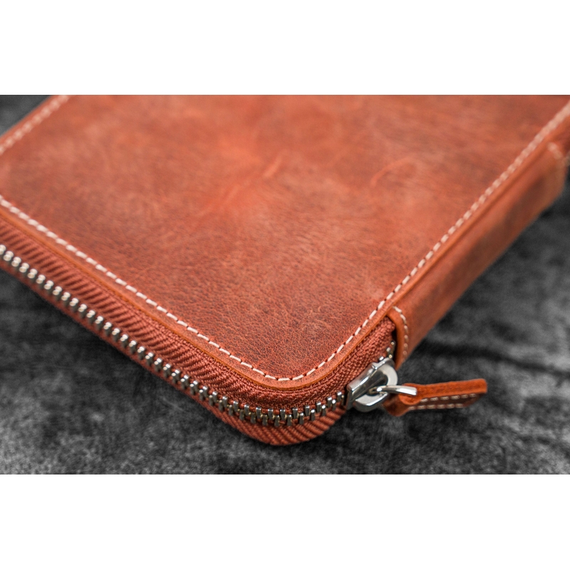 Galen Leather Galen Leather Portapenne in Pelle con Zip 10 Posti Crazy Horse Orange