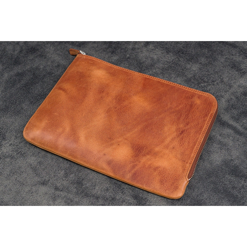 Galen Leather Galen Leather Writer's Bank Bag con Portapenne 7 Posti Crazy Horse Tan