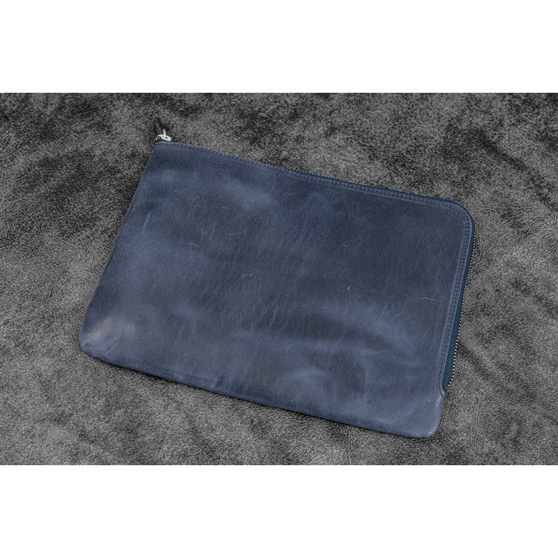 Galen Leather Galen Leather Writer's Bank Bag con Portapenne 7 Posti Crazy Horse Navy Blue