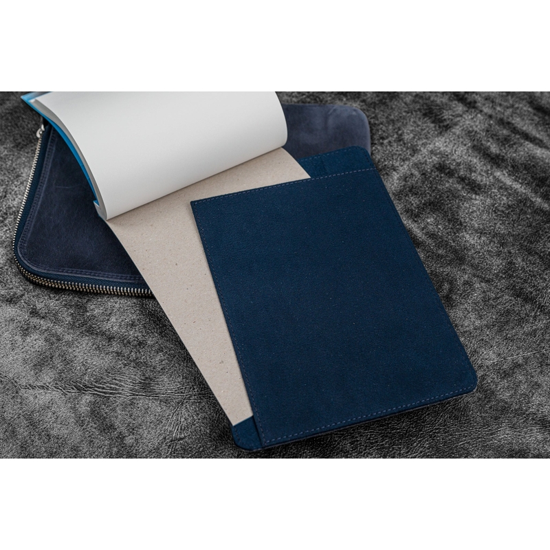 Galen Leather Galen Leather Zippered Writer's Bank Bag Crazy Horse Navy Blue