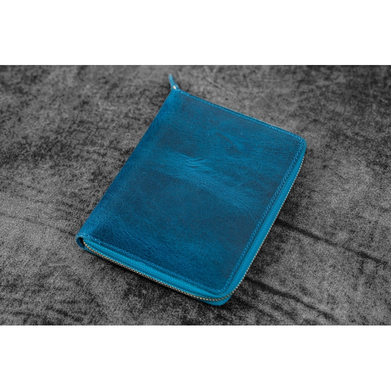 Galen Leather Galen Leather Portapenne in Pelle 5 Posti con Notebook A6 Crazy Horse Ocean Blue