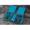 Galen Leather Galen Leather Portapenne in Pelle con Zip 10 Posti Crazy Horse Ocean Blue