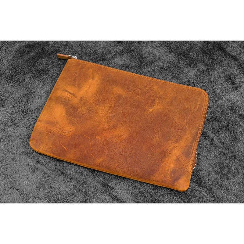 Galen Leather Galen Leather Zippered Writer's Bank Bag Crazy Horse Brown