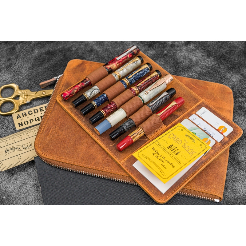 Galen Leather Galen Leather Zippered Writer's Bank Bag Crazy Horse Brown