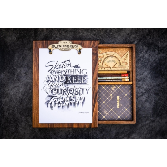 Galen Leather Wooden Sketchbox Walnut