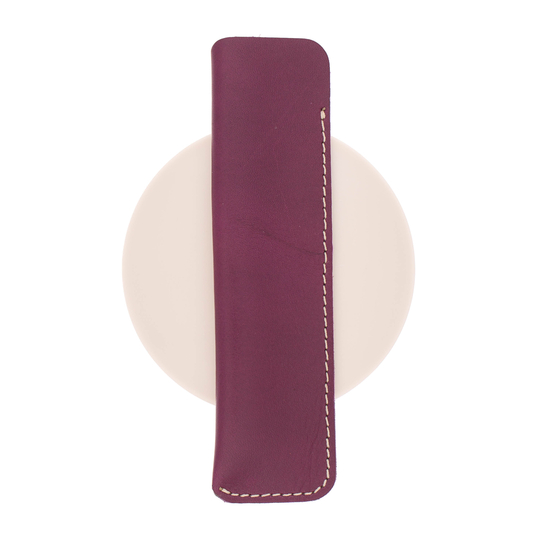 Galen Leather Portapenne in Pelle 1 Posto Viola
