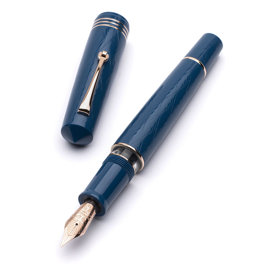 Leonardo Momento Zero Grande 2.0 L'Arte del Guillochè Penna Stilografica Iris Blue & Oro Rosa