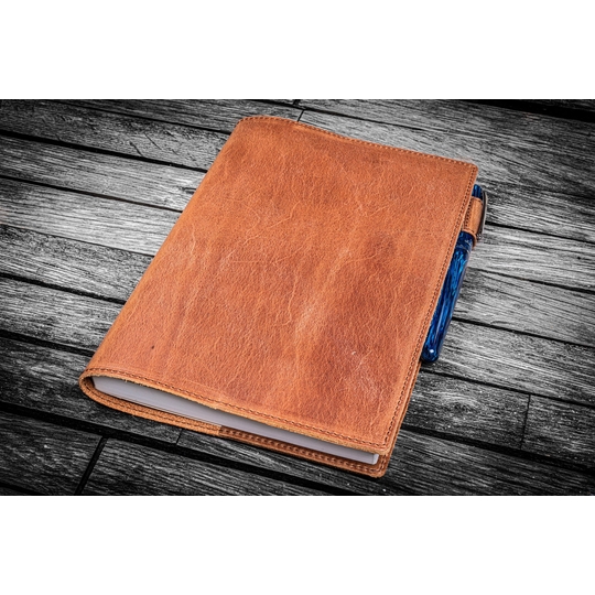 Galen Leather Cover A5 in Pelle Crazy Horse Tan