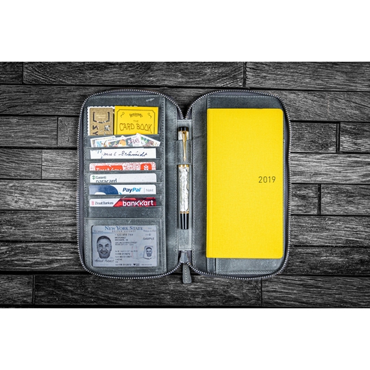 Galen Leather Cover Hobonichi Weeks con Zip Crazy Horse Smoky Grey