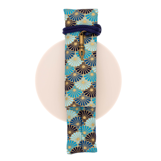Kyoku Haku Kimono Pen Wrap for 1 Pen Qinghai Wave Blue