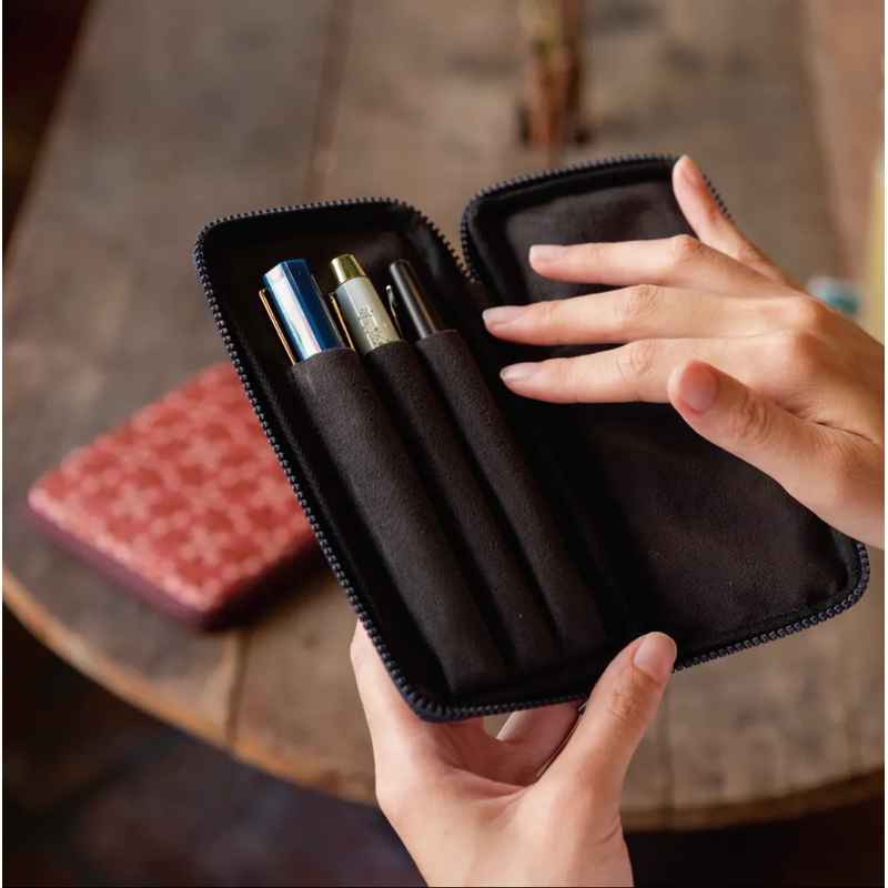 Kyoku Haku Kyoku Haku Pen Case for 3 Pens Archeology Blue