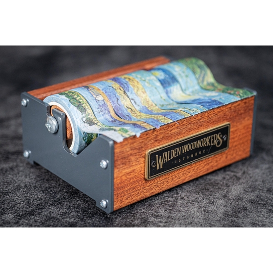 Galen Leather Washi Tape Dispenser Medium in Legno di Mogano