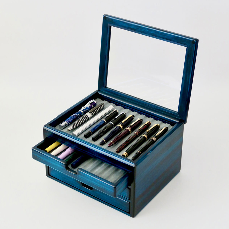Toyooka Craft Toyooka Craft Fountain Pen Box for 40 Pens Hinoki Blue