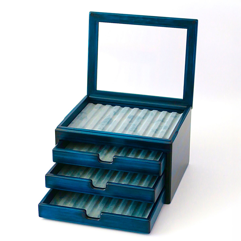 Toyooka Craft Toyooka Craft Fountain Pen Box for 40 Pens Hinoki Blue