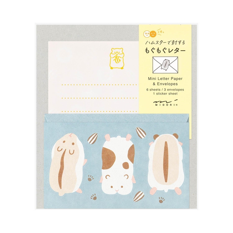 Midori Midori Set Carta da Lettere con Adesivi Hungry Hamster
